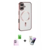 MARSİLYAN™- iPhone 16 Kılıf Nova Işık Özel Seri - Şeffaf Pasifik Cam Ekran Koruyucu + Raze Metal Kamera Lens - PE