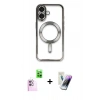 MARSİLYAN™- iPhone 16 Kılıf Nova Işık Özel Seri - Şeffaf Pasifik Cam Ekran Koruyucu + Raze Metal Kamera Lens - PE