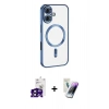 MARSİLYAN™- iPhone 16 Kılıf Nova Işık Özel Seri - Şeffaf Pasifik Cam Ekran Koruyucu + Siyah Bilvis Titan Kamera Lens