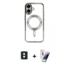 MARSİLYAN™- iPhone 16 Kılıf Nova Işık Özel Seri - Şeffaf Pasifik Cam Ekran Koruyucu + PVD Metal Kamera Lens - YL