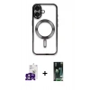 MARSİLYAN™- iPhone 16 Kılıf Nova Işık Özel Seri - Siyah 360 Mat Full Body Arka Koruyucu + Bilvis Titan Kamera Lens - PE