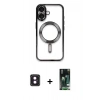 MARSİLYAN™- iPhone 16 Kılıf Nova Işık Özel Seri - Siyah 360 Mat Full Body Arka Koruyucu + PVD Metal Kamera Lens - PE