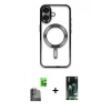 MARSİLYAN™- iPhone 16 Kılıf Nova Işık Özel Seri - Siyah 360 Mat Full Body Arka Koruyucu + Raze Metal Kamera Lens - SH