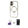 MARSİLYAN™- iPhone 16 Kılıf Nova Işık Özel Seri - Siyah 3D Antistatik Hayalet Cam Ekran Koruyucu + Bilvis Titan Kamera Lens - GS