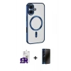 MARSİLYAN™- iPhone 16 Kılıf Nova Işık Özel Seri - Siyah 3D Antistatik Hayalet Cam Ekran Koruyucu + Bilvis Titan Kamera Lens - GS