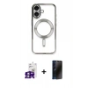 MARSİLYAN™- iPhone 16 Kılıf Nova Işık Özel Seri - Siyah 3D Antistatik Hayalet Cam Ekran Koruyucu + Bilvis Titan Kamera Lens - GS