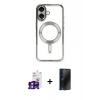MARSİLYAN™- iPhone 16 Kılıf Nova Işık Özel Seri - Siyah 3D Antistatik Hayalet Cam Ekran Koruyucu + Bilvis Titan Kamera Lens - PE