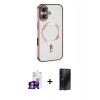 MARSİLYAN™- iPhone 16 Kılıf Nova Işık Özel Seri - Siyah 3D Antistatik Hayalet Cam Ekran Koruyucu + Bilvis Titan Kamera Lens - GS