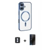 MARSİLYAN™- iPhone 16 Kılıf Nova Işık Özel Seri - Siyah 3D Antistatik Hayalet Cam Ekran Koruyucu + PVD Metal Kamera Lens - MI