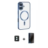 MARSİLYAN™- iPhone 16 Kılıf Nova Işık Özel Seri - Siyah 3D Antistatik Hayalet Cam Ekran Koruyucu + PVD Metal Kamera Lens - YL