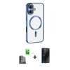 MARSİLYAN™- iPhone 16 Kılıf Nova Işık Özel Seri - Siyah 3D Antistatik Hayalet Cam Ekran Koruyucu + Raze Metal Kamera Lens - SH