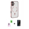 MARSİLYAN™- iPhone 16 Kılıf Nova Işık Özel Seri - Siyah 3D Antistatik Hayalet Cam Ekran Koruyucu + Raze Metal Kamera Lens - PE