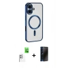 MARSİLYAN™- iPhone 16 Kılıf Nova Işık Özel Seri - Siyah 3D Antistatik Hayalet Cam Ekran Koruyucu + Raze Metal Kamera Lens - BZ