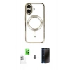 MARSİLYAN™- iPhone 16 Kılıf Nova Işık Özel Seri - Siyah 3D Antistatik Hayalet Cam Ekran Koruyucu + Raze Metal Kamera Lens - BZ