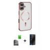 MARSİLYAN™- iPhone 16 Kılıf Nova Işık Özel Seri - Siyah 3D Antistatik Hayalet Cam Ekran Koruyucu + Raze Metal Kamera Lens - SH