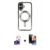 MARSİLYAN™- iPhone 16 Kılıf Nova Işık Özel Seri - Siyah 3D Antistatik Mat Seramik Nano Ekran Koruyucu + Bilvis Titan Kamera Lens - PE