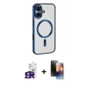 MARSİLYAN™- iPhone 16 Kılıf Nova Işık Özel Seri - Siyah 3D Antistatik Mat Seramik Nano Ekran Koruyucu + Bilvis Titan Kamera Lens - PE