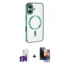 MARSİLYAN™- iPhone 16 Kılıf Nova Işık Özel Seri - Siyah 3D Antistatik Mat Seramik Nano Ekran Koruyucu + Gümüş Bilvis Titan Kamera Lens