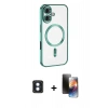 MARSİLYAN™- iPhone 16 Kılıf Nova Işık Özel Seri - Siyah 3D Antistatik Mat Seramik Nano Ekran Koruyucu + Mavi PVD Metal Kamera Lens