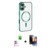 MARSİLYAN™- iPhone 16 Kılıf Nova Işık Özel Seri - Siyah 3D Antistatik Mat Seramik Nano Ekran Koruyucu + Raze Metal Kamera Lens - PE