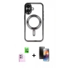 MARSİLYAN™- iPhone 16 Kılıf Nova Işık Özel Seri - Siyah 3D Antistatik Mat Seramik Nano Ekran Koruyucu + Raze Metal Kamera Lens - PE