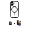MARSİLYAN™- iPhone 16 Kılıf Nova Işık Özel Seri - Siyah 3D Antistatik Mat Seramik Nano Ekran Koruyucu + PVD Metal Kamera Lens - PE