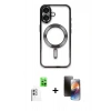 MARSİLYAN™- iPhone 16 Kılıf Nova Işık Özel Seri - Siyah 3D Antistatik Mat Seramik Nano Ekran Koruyucu + Raze Metal Kamera Lens - BZ