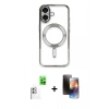 MARSİLYAN™- iPhone 16 Kılıf Nova Işık Özel Seri - Siyah 3D Antistatik Mat Seramik Nano Ekran Koruyucu + Raze Metal Kamera Lens - BZ