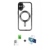 MARSİLYAN™- iPhone 16 Kılıf Nova Işık Özel Seri - Siyah 3D Antistatik Seramik Nano Ekran Koruyucu + Raze Metal Kamera Lens - BZ