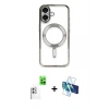 MARSİLYAN™- iPhone 16 Kılıf Nova Işık Özel Seri - Siyah 3D Antistatik Seramik Nano Ekran Koruyucu + Raze Metal Kamera Lens - BZ