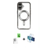 MARSİLYAN™- iPhone 16 Kılıf Nova Işık Özel Seri - Siyah 3D Antistatik Seramik Nano Ekran Koruyucu + Raze Metal Kamera Lens - BZ