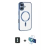 MARSİLYAN™- iPhone 16 Kılıf Nova Işık Özel Seri - Siyah 3D Antistatik Seramik Nano Ekran Koruyucu + PVD Metal Kamera Lens - YL