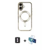 MARSİLYAN™- iPhone 16 Kılıf Nova Işık Özel Seri - Siyah 3D Antistatik Seramik Nano Ekran Koruyucu + PVD Metal Kamera Lens - PE