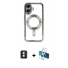 MARSİLYAN™- iPhone 16 Kılıf Nova Işık Özel Seri - Siyah 3D Antistatik Seramik Nano Ekran Koruyucu + PVD Metal Kamera Lens - PE