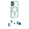 MARSİLYAN™- iPhone 16 Kılıf Nova Işık Özel Seri - Siyah 3D Antistatik Seramik Nano Ekran Koruyucu + Raze Metal Kamera Lens - LT