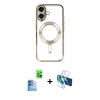 MARSİLYAN™- iPhone 16 Kılıf Nova Işık Özel Seri - Siyah 3D Antistatik Seramik Nano Ekran Koruyucu + Raze Metal Kamera Lens - LT