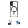 MARSİLYAN™- iPhone 16 Kılıf Nova Işık Özel Seri - Siyah 3D Antistatik Seramik Nano Ekran Koruyucu + Bilvis Titan Kamera Lens - YL