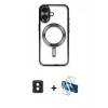 MARSİLYAN™- iPhone 16 Kılıf Nova Işık Özel Seri - Siyah 3D Antistatik Seramik Nano Ekran Koruyucu + PVD Metal Kamera Lens - YL