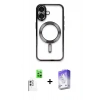 MARSİLYAN™- iPhone 16 Kılıf Nova Işık Özel Seri - Siyah Bilvis 5in1 3D Magic Cam Ekran Koruyucu + Raze Metal Kamera Lens - BZ