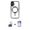 MARSİLYAN™- iPhone 16 Kılıf Nova Işık Özel Seri - Siyah Bilvis 5in1 3D Magic Cam Ekran Koruyucu + Bilvis Titan Kamera Lens - PE