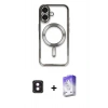 MARSİLYAN™- iPhone 16 Kılıf Nova Işık Özel Seri - Siyah Bilvis 5in1 3D Magic Cam Ekran Koruyucu + PVD Metal Kamera Lens - PE