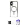 MARSİLYAN™- iPhone 16 Kılıf Nova Işık Özel Seri - Siyah Bilvis 5in1 3D Magic Cam Ekran Koruyucu + PVD Metal Kamera Lens - PE
