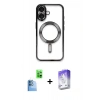 MARSİLYAN™- iPhone 16 Kılıf Nova Işık Özel Seri - Siyah Bilvis 5in1 3D Magic Cam Ekran Koruyucu + Raze Metal Kamera Lens - LT