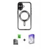 MARSİLYAN™- iPhone 16 Kılıf Nova Işık Özel Seri - Siyah Bilvis 5in1 3D Magic Cam Ekran Koruyucu + Raze Metal Kamera Lens - SH