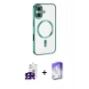 MARSİLYAN™- iPhone 16 Kılıf Nova Işık Özel Seri - Siyah Bilvis 5in1 3D Magic Cam Ekran Koruyucu + Bilvis Titan Kamera Lens - SH