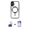 MARSİLYAN™- iPhone 16 Kılıf Nova Işık Özel Seri - Siyah Bilvis 5in1 3D Magic Cam Ekran Koruyucu + Bilvis Titan Kamera Lens - SH