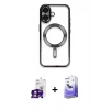 MARSİLYAN™- iPhone 16 Kılıf Nova Işık Özel Seri - Siyah Bilvis 5in1 5D Magic Hayalet Cam Ekran Koruyucu + Bilvis Titan Kamera Lens - PE