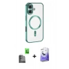 MARSİLYAN™- iPhone 16 Kılıf Nova Işık Özel Seri - Siyah Bilvis 5in1 5D Magic Hayalet Cam Ekran Koruyucu + Raze Metal Kamera Lens - SH
