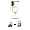 MARSİLYAN™- iPhone 16 Kılıf Nova Işık Özel Seri - Siyah Bilvis 5in1 5D Magic Hayalet Cam Ekran Koruyucu + Bilvis Titan Kamera Lens - YL