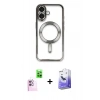 MARSİLYAN™- iPhone 16 Kılıf Nova Işık Özel Seri - Siyah Bilvis 5in1 5D Magic Hayalet Cam Ekran Koruyucu + Raze Metal Kamera Lens - PE